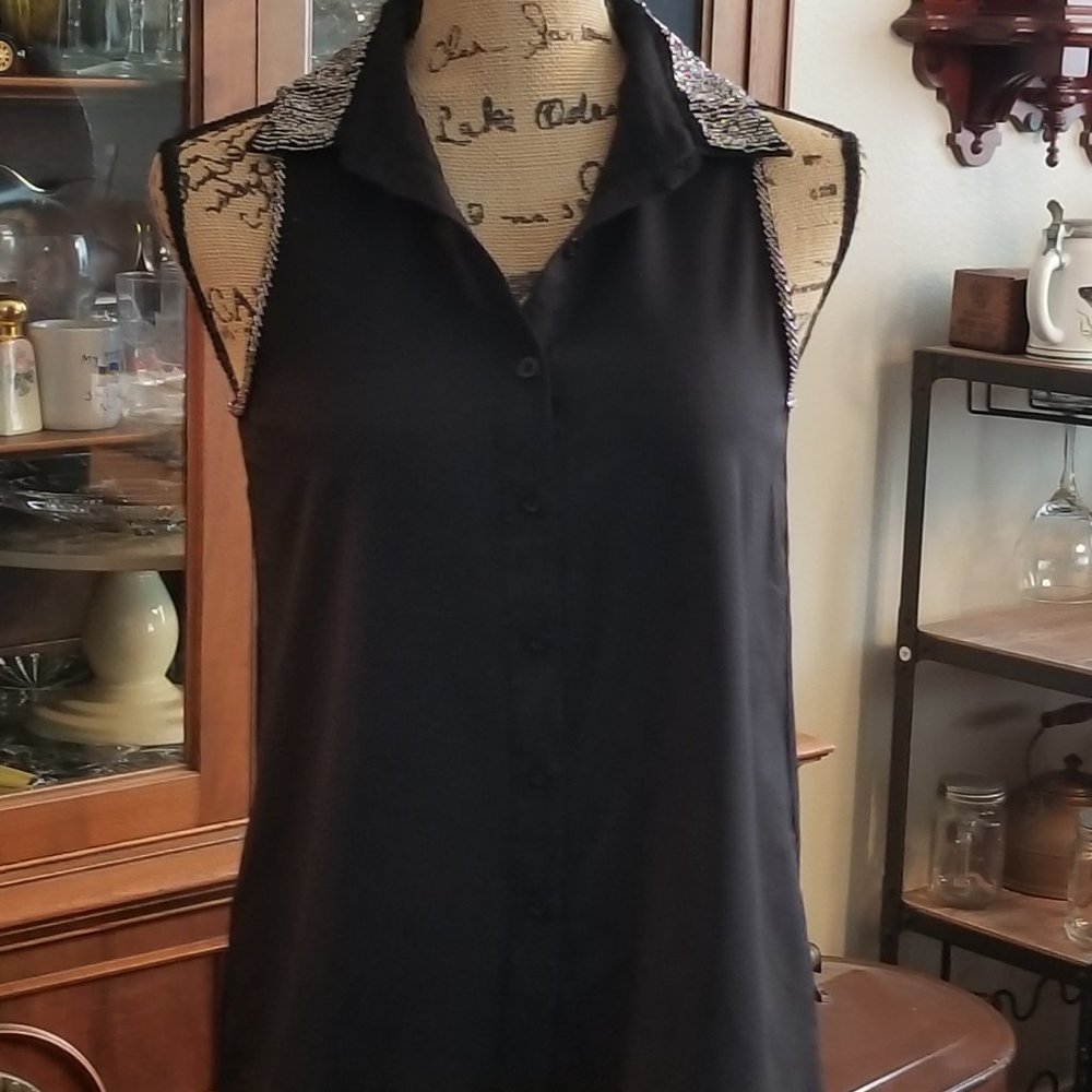 Love Marks black xs embellished collar blouse